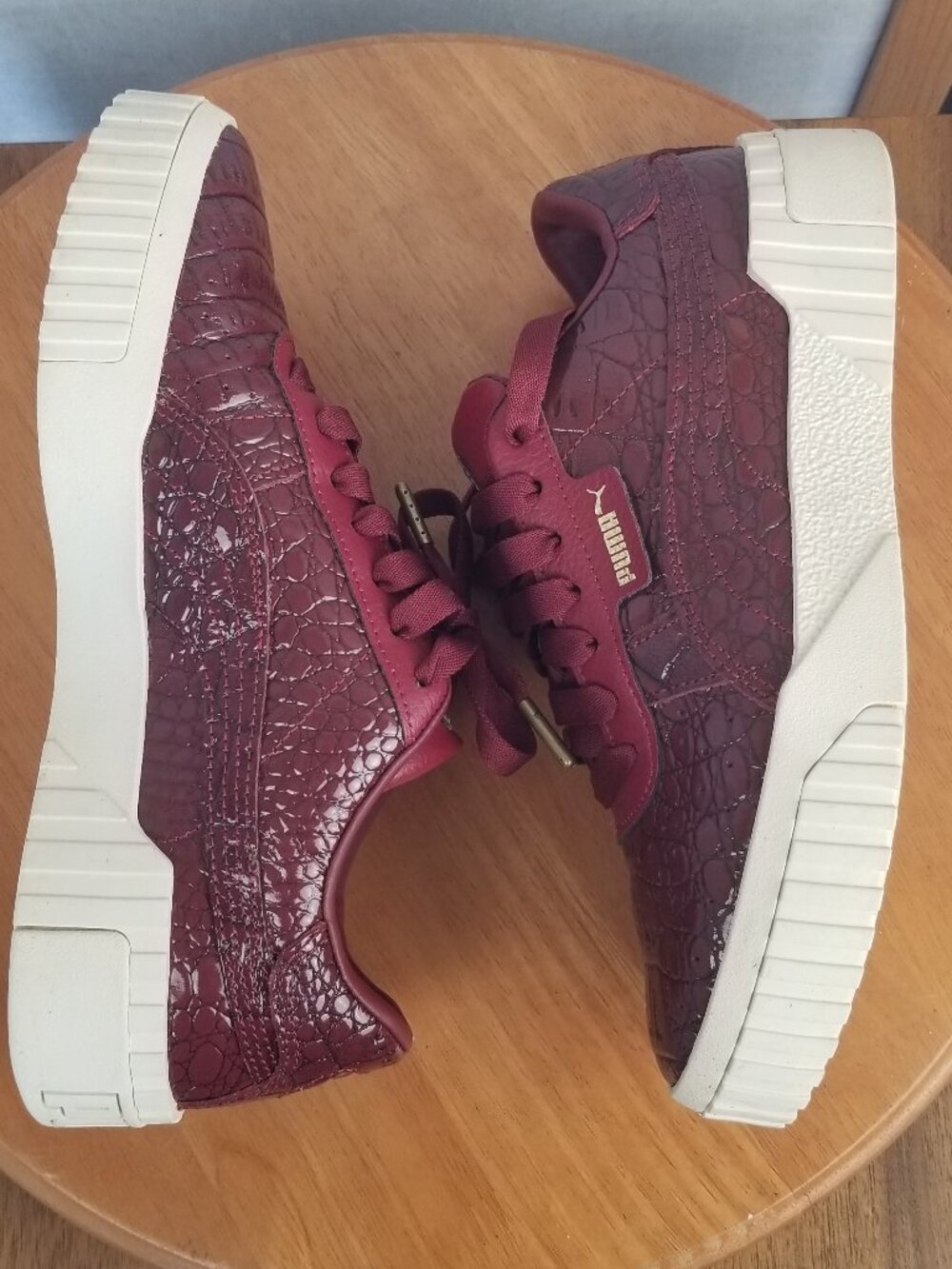 Puma Sneakers Cali Croc Leather Pomegranate Red Chunky Platform Sole Size 8.5